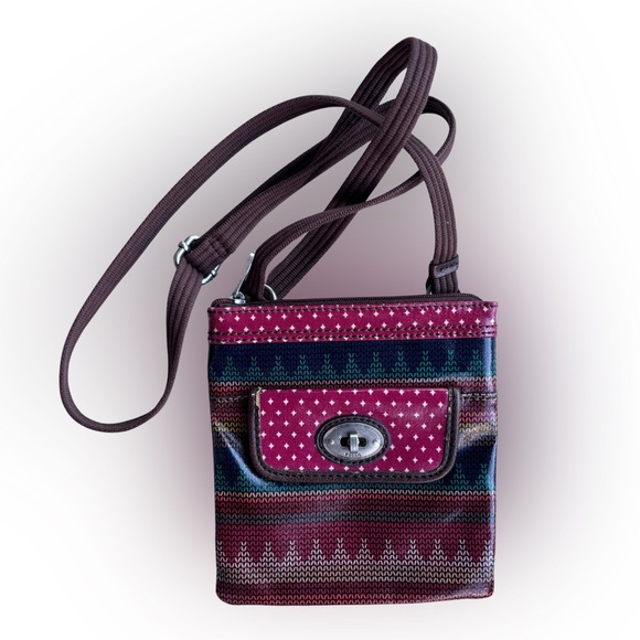 🌸 Fossil Key-Per Crossbody Bag – Multicolor Stripe Pattern 🌸 - Picture 1 of 5